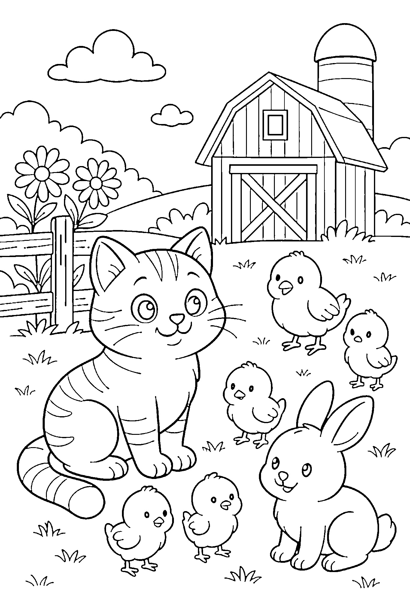 kucing anak ayam kelinci binatang hewan liar